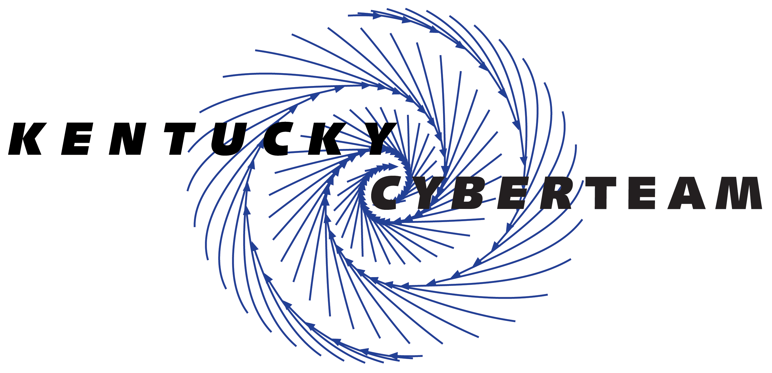 The words Kentucky Cyberteam with a spiral background